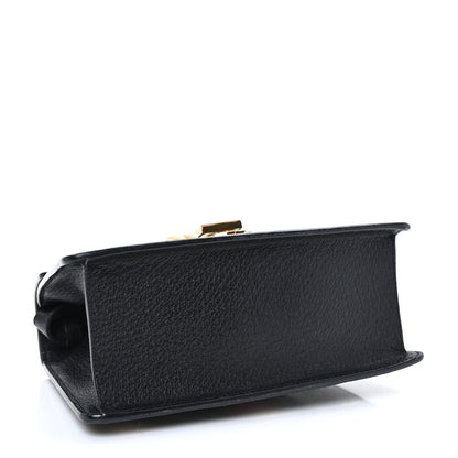 Gucci Textured Calfskin Bee Star Print Mini Sylvie Top Handle Bag Black 4 of 11