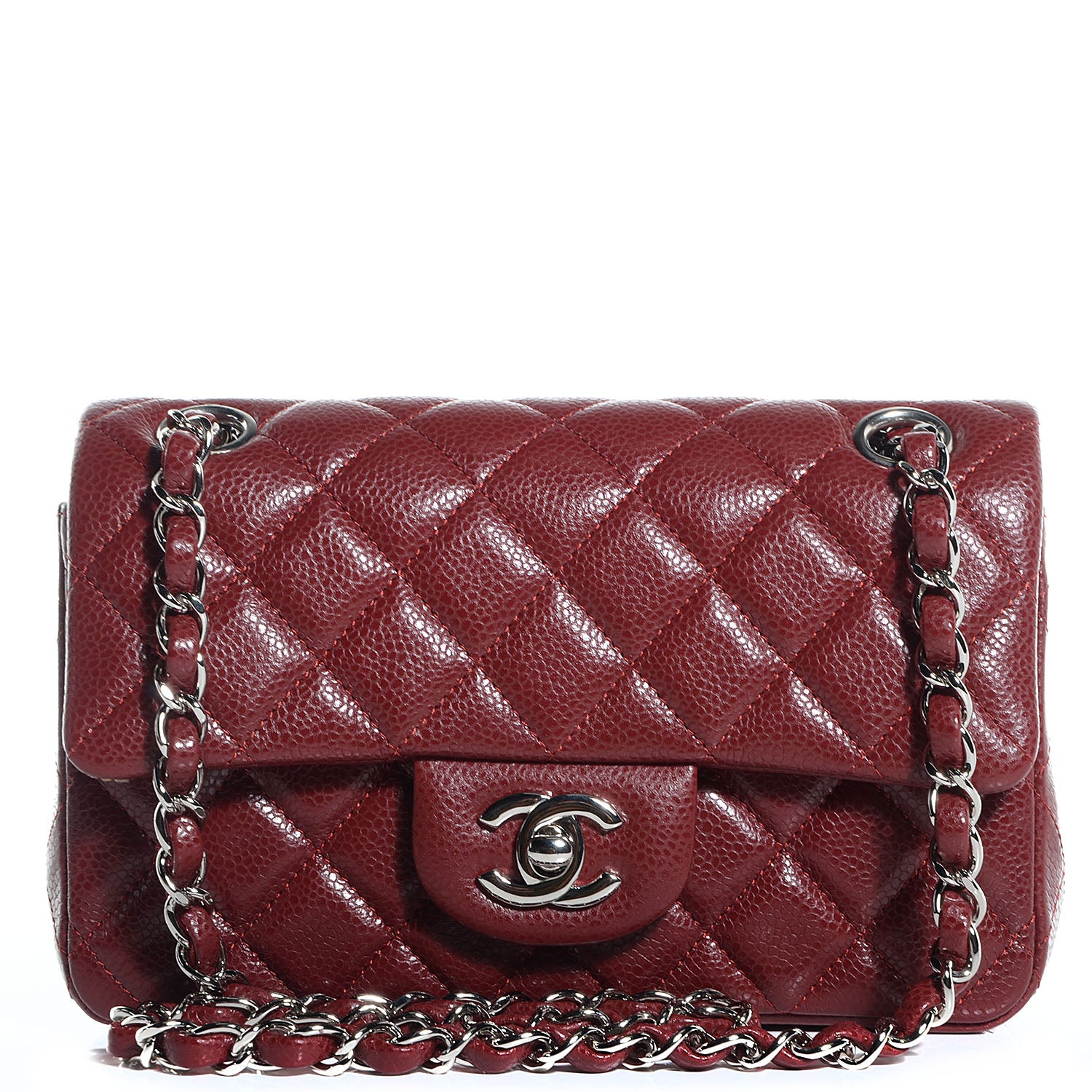 Chanel Caviar Quilted Mini Rectangular Flap Dark Red 1 of 9