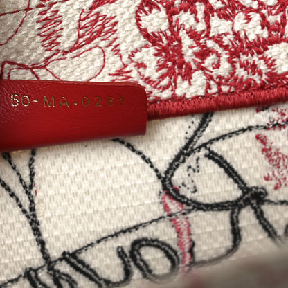 Christian Dior Canvas Embroidered Medium Dioramour D-Royaume Book Tote Red Multicolor 7 of 10