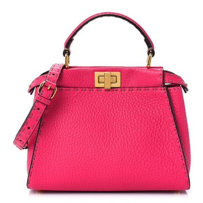 Fendi Cuoio Romano Selleria Mini Peekaboo Iconic Satchel Fuxia 1 of 8