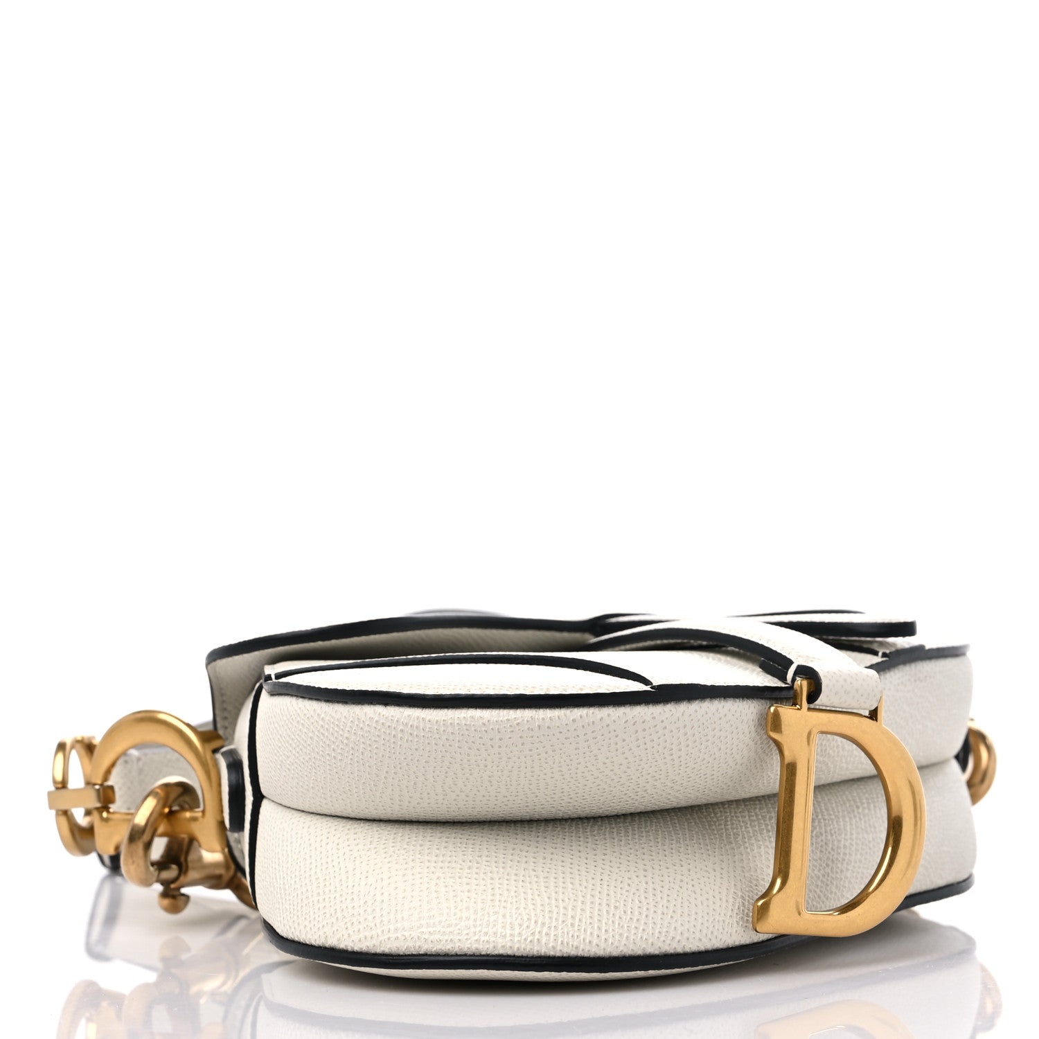 Christian Dior Grained Calfskin Mini Saddle Bag With Strap White 4 of 11