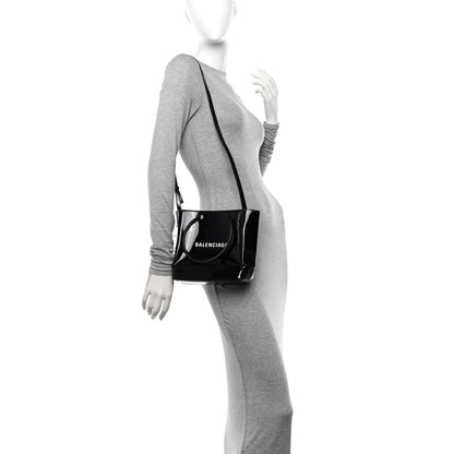 Balenciaga Patent Calfskin Logo Shopping Tote XXS Black 2 of 10