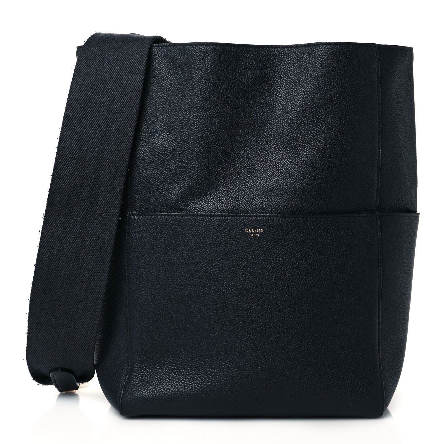 Celine Soft Grained Calfskin Sangle Bucket Bag Navy Blue 1 of 12