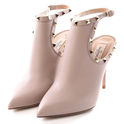 Valentino Garavani Calfskin Rockstud Open Back Ankle Booties 39.5 Poudre 2 of 9