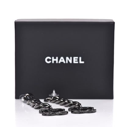 Chanel Metal CC Pick Drop Earrings Ruthenium 5 of 5