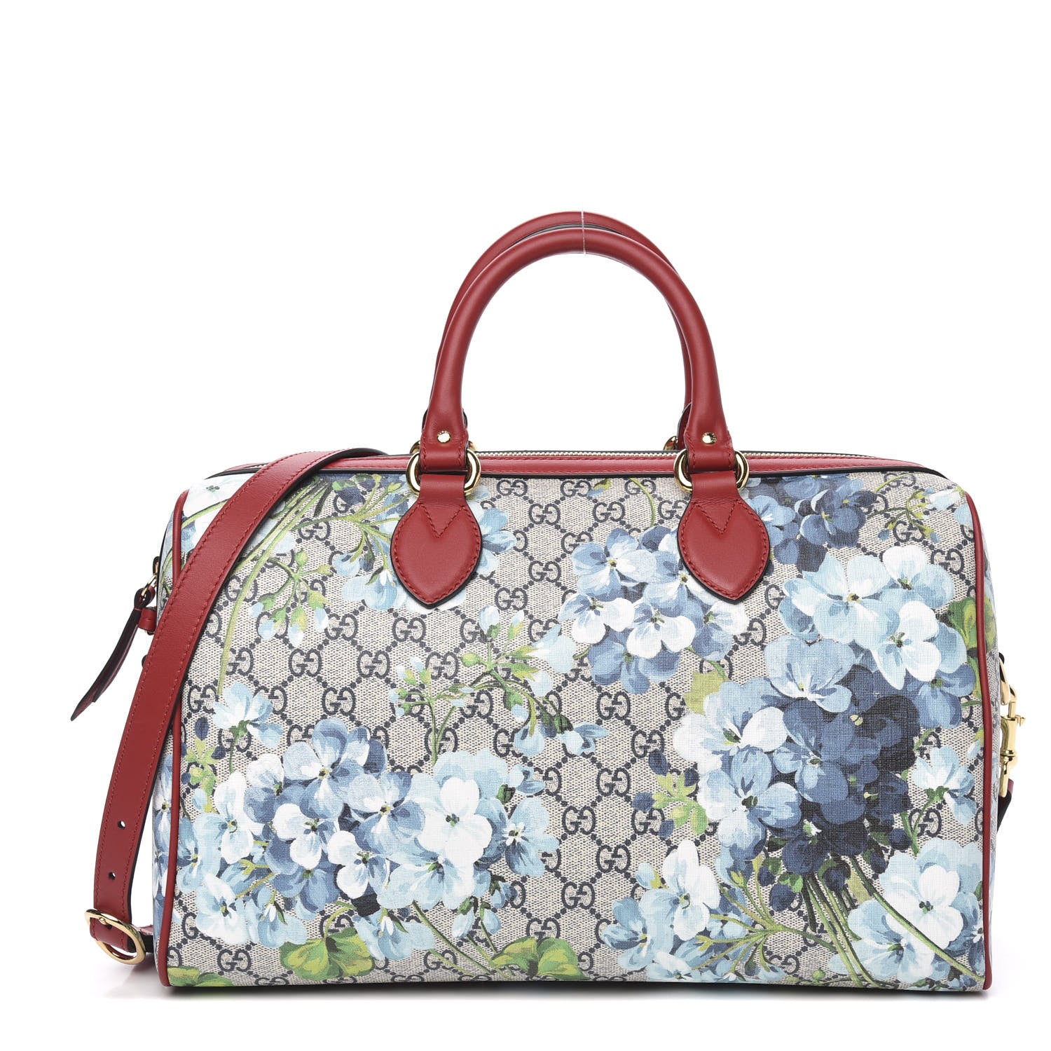 Gucci GG Supreme Monogram Blooms Medium Boston Beige Blue Navy Hibiscus Red 1 of 10