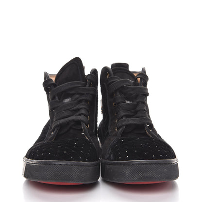 Christian Louboutin Suede Velvet Jeweled Flat Sneakers 38.5 Black 2 of 12