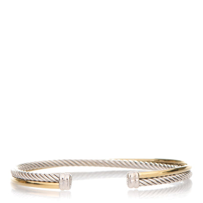 David Yurman Sterling Silver 18K Yellow Plated Gold 5mm Crossover Cuff 1 of 5