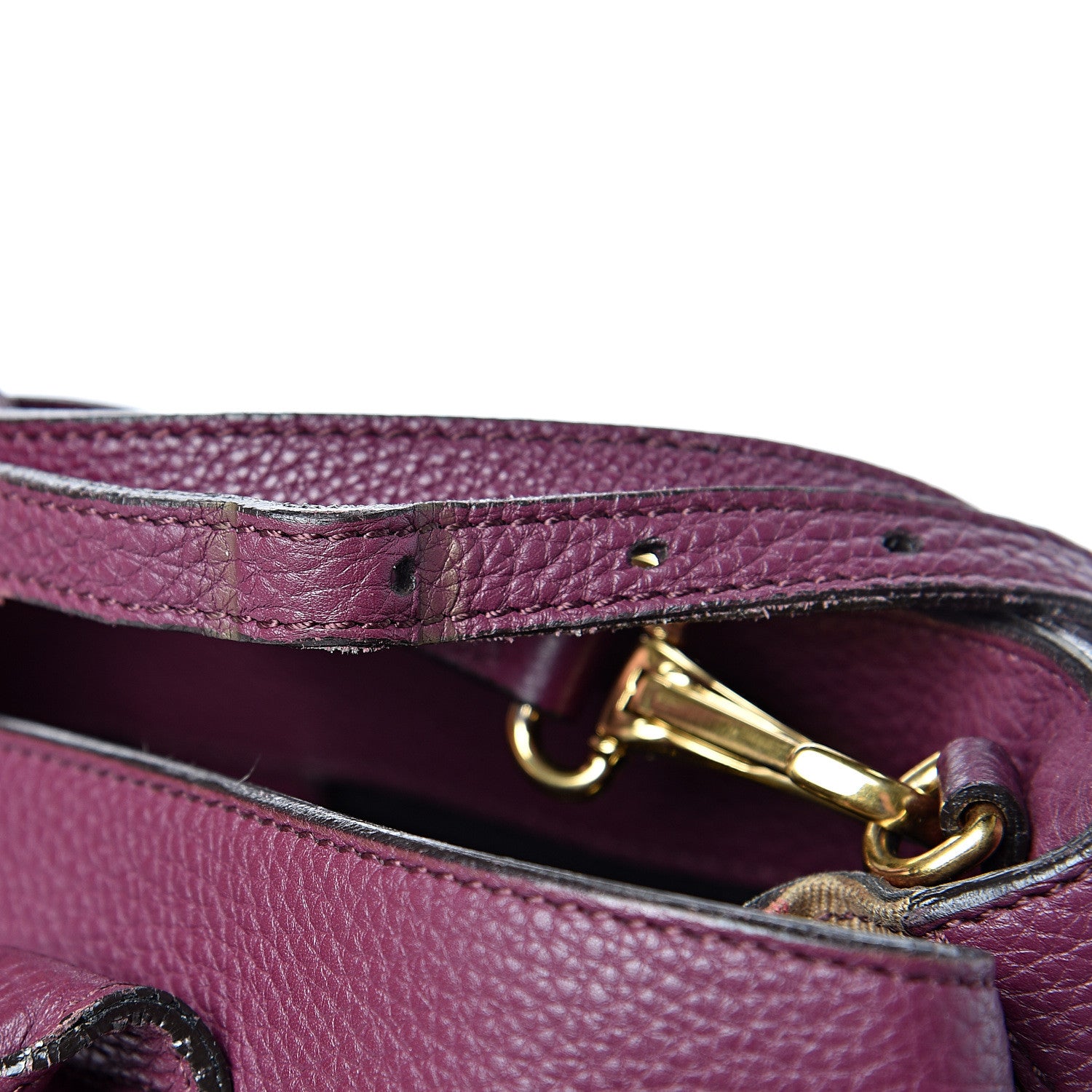 Burberry Derby Calfskin House Check Medium Banner Tote Dark Plum 20 of 27
