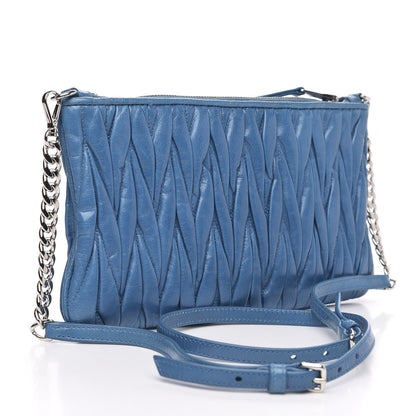 Miu Miu Nappa Matelasse Double Zip Crossbody Turchese 3 of 10