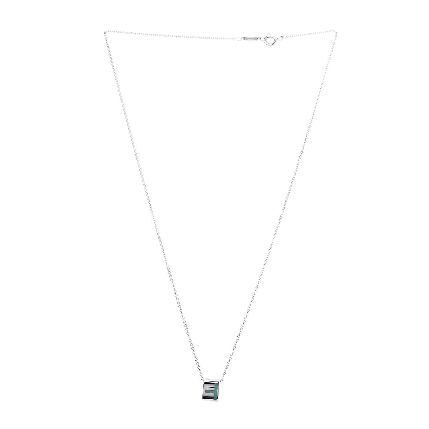 Tiffany Sterling Silver Enamel Era T & Co. Square Pendant Necklace 3 of 8