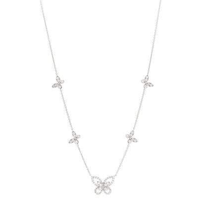 Graff 18K White Gold Diamond Multi Butterfly Silhouette Pendant Necklace 1 of 8