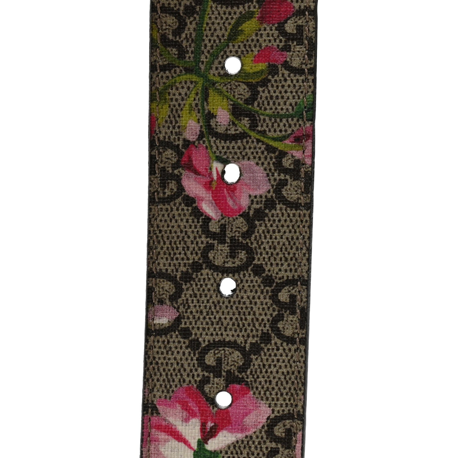 Gucci GG Supreme Monogram Blooms Moon Calfskin Interlocking G 37mm Belt 85 34 Beige Ebony Multicolor Dry Rose 5 of 5