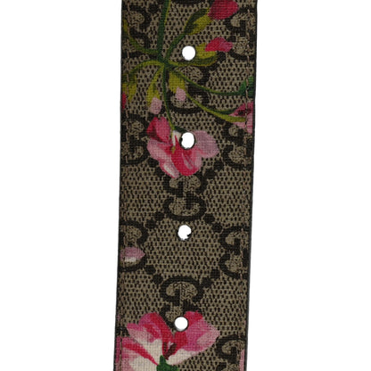 Gucci GG Supreme Monogram Blooms Moon Calfskin Interlocking G 37mm Belt 85 34 Beige Ebony Multicolor Dry Rose 5 of 5