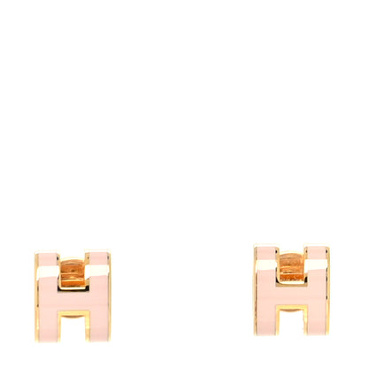 Hermes Gold Lacquered Mini Pop H Earrings Rose Sakura 1 of 5