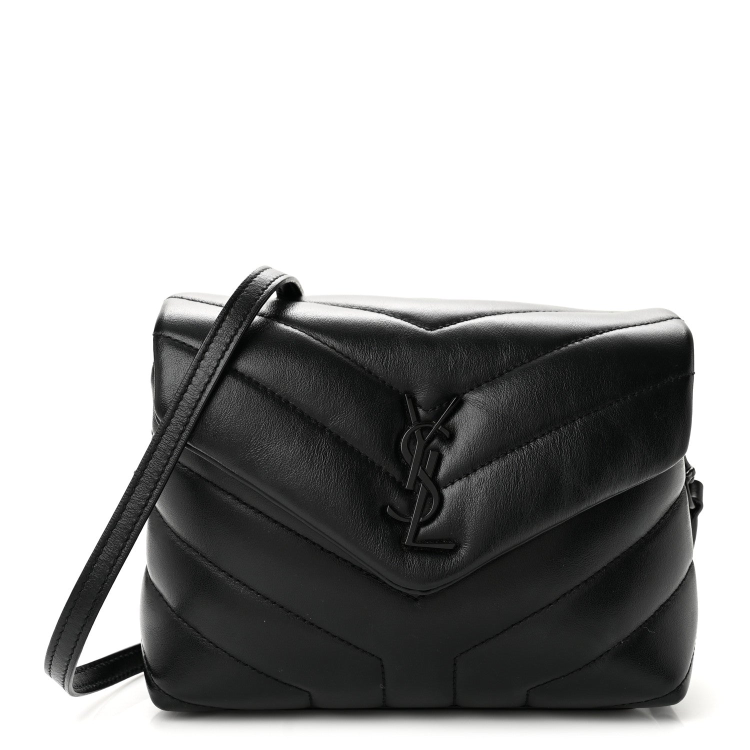 Saint Laurent Calfskin Y Quilted Monogram Monochrome Toy Loulou Crossbody Bag Black 1 of 11