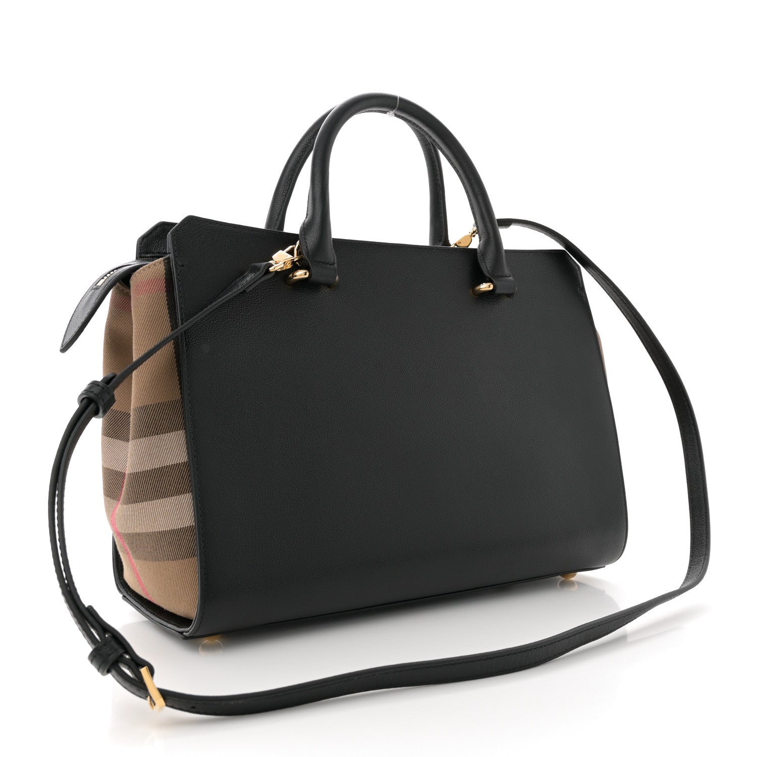 Burberry Calfskin Mega Check Small Banwell Tote Black 3 of 9