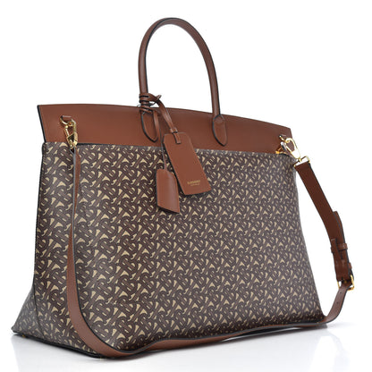 Burberry E-Canvas Monogram Extra Large Society Top Handle Bag Bridle Brown 2 of 9