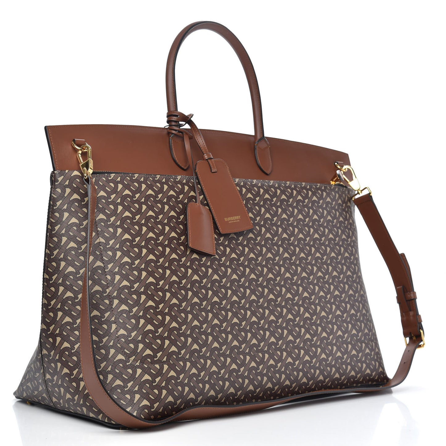 E-Canvas Monogram Extra Large Society Top Handle Bag Bridle Brown