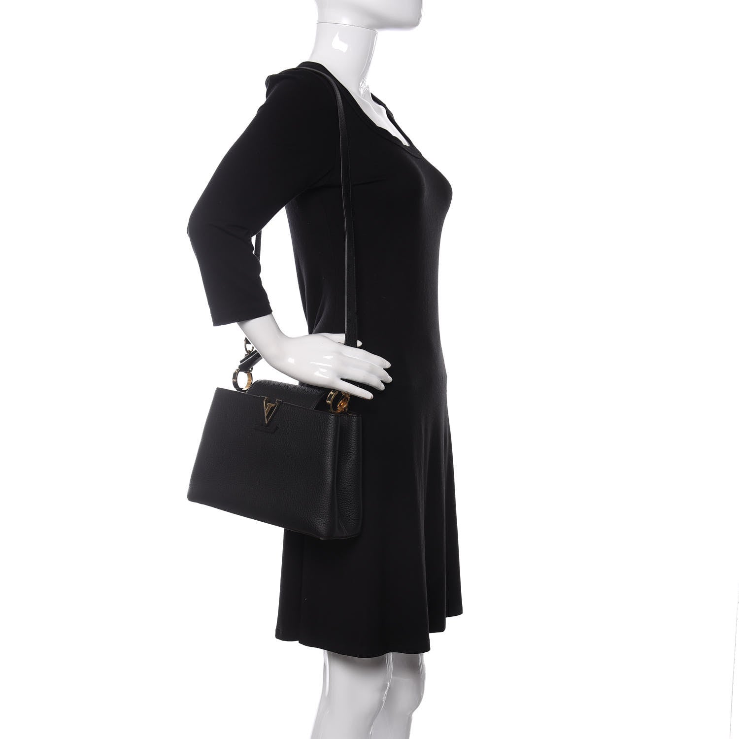 Louis Vuitton Taurillon Capucines BB Black 2 of 8