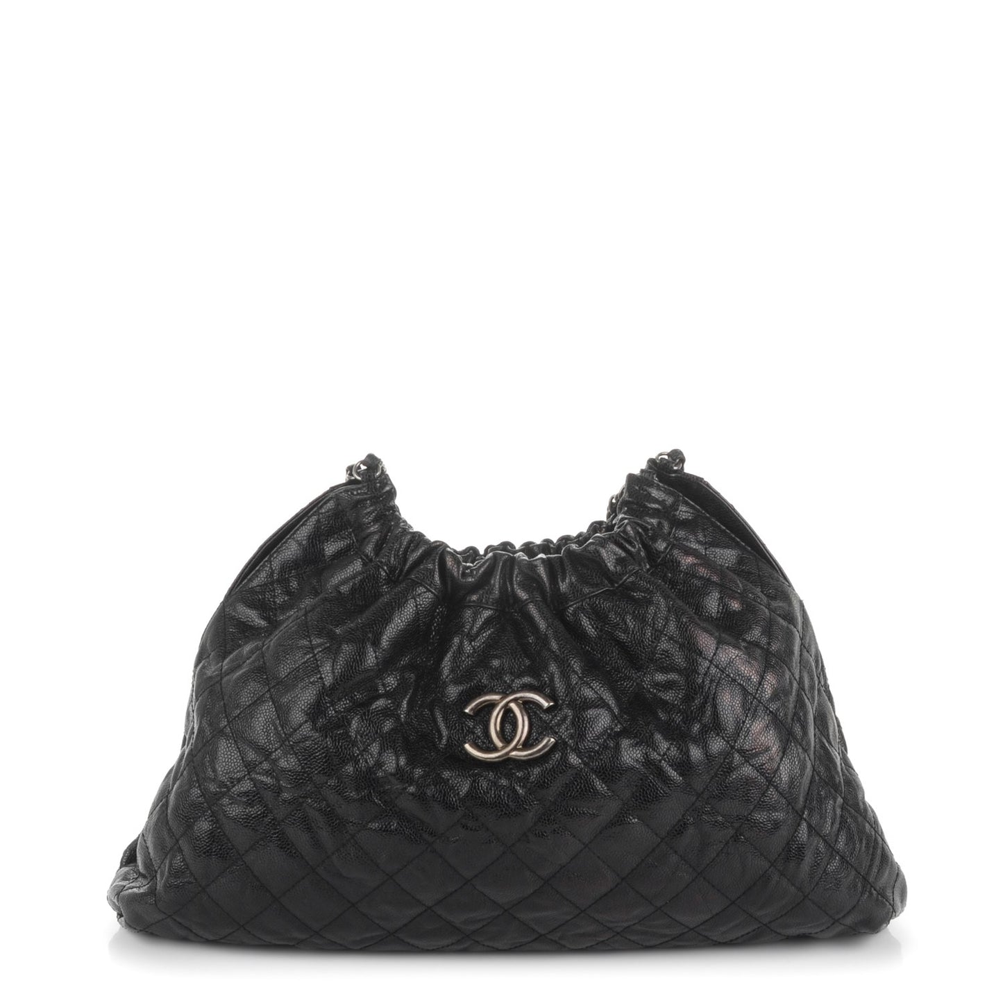 Caviar Quilted Medium Elastic Tote Black