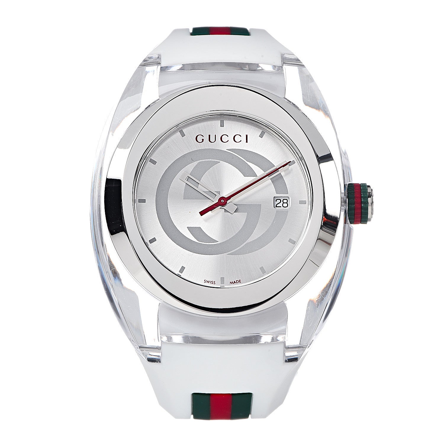 Gucci Stainless Steel Rubber 46mm Sync Web Quartz Watch White 1 of 7