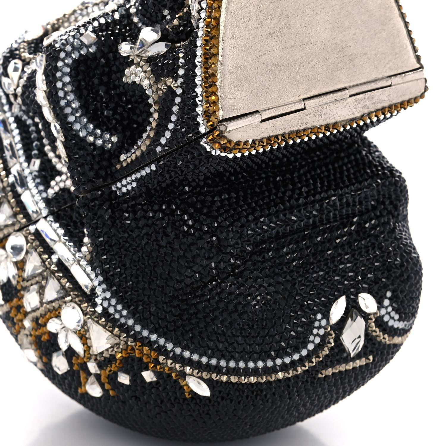 Judith Leiber Crystal Bela Lugosi Skull Minaudiere Clutch Silver Multicolor 9 of 14