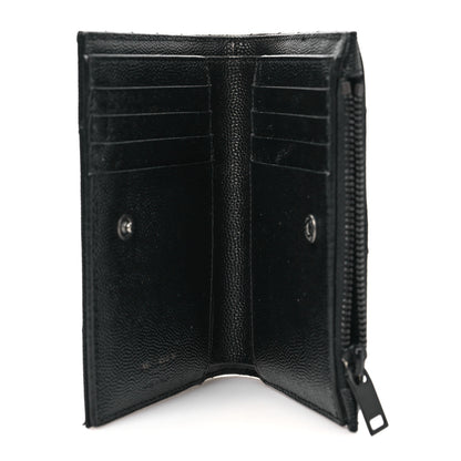 Saint Laurent Grain De Poudre Matelasse Chevron Monogram Zipped Two-Part Wallet Black 5 of 6