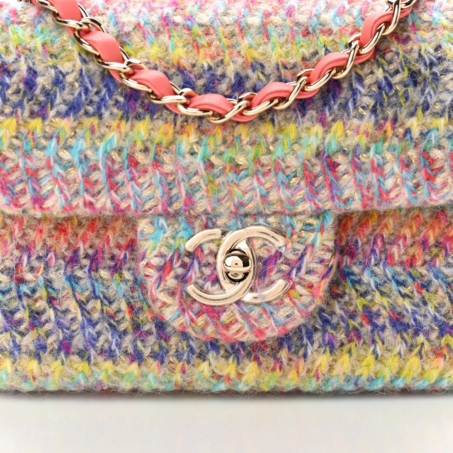 Knit Mini Rectangular Flap Orange Multicolor