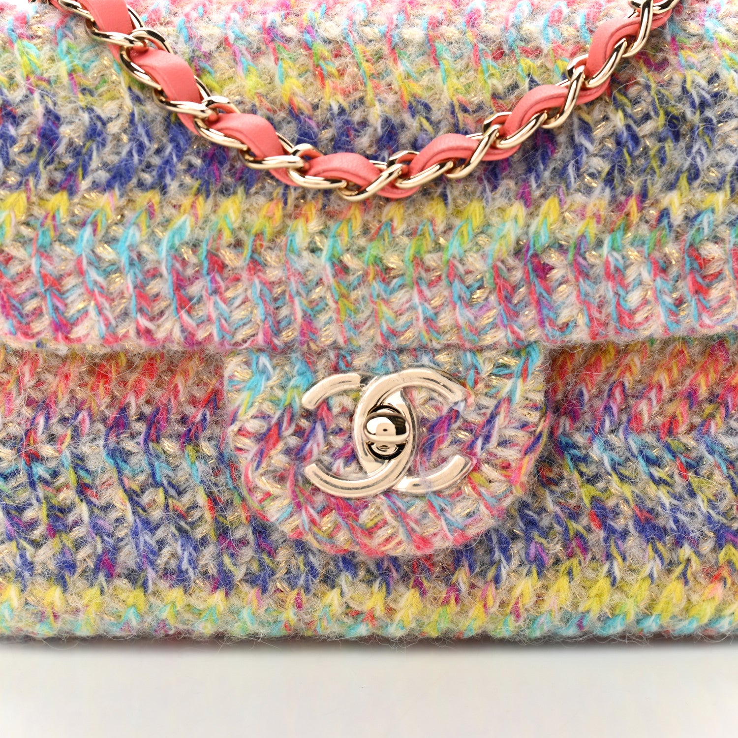 Chanel Knit Mini Rectangular Flap Orange Multicolor 8 of 10