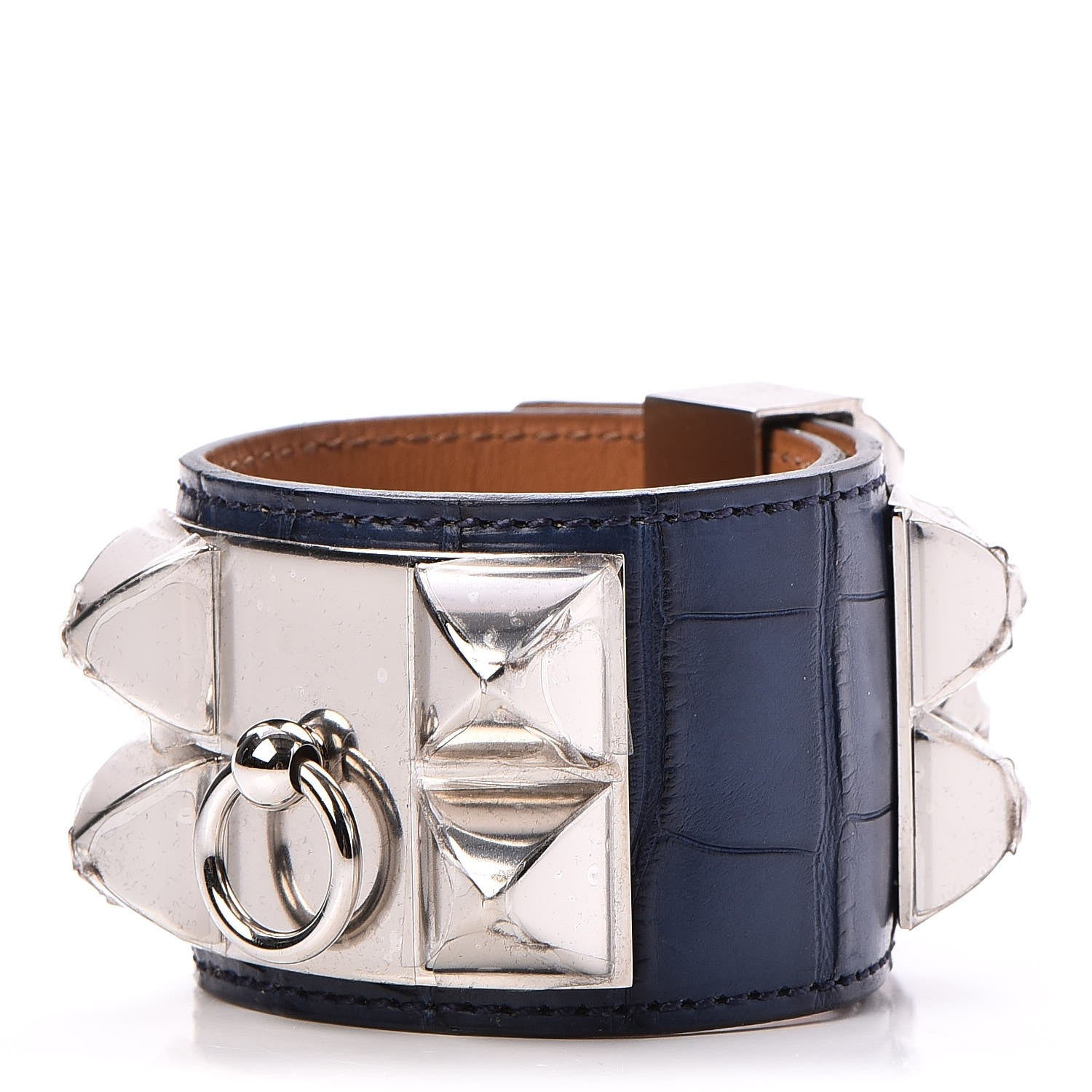 Hermes Matte Alligator Collier De Chien CDC Bracelet Small Bleu De Malte 1 of 7