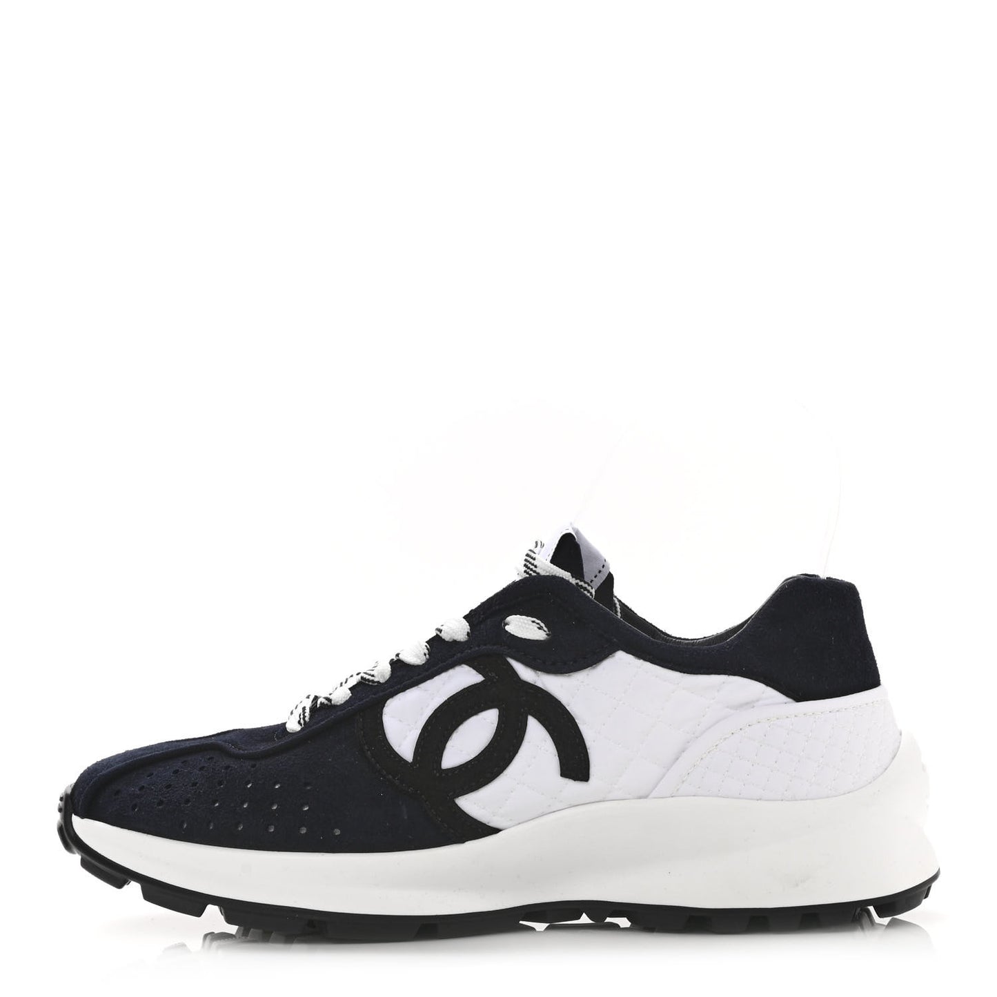 Fabric Suede Kidskin CC Sneakers 37 Dark Navy White