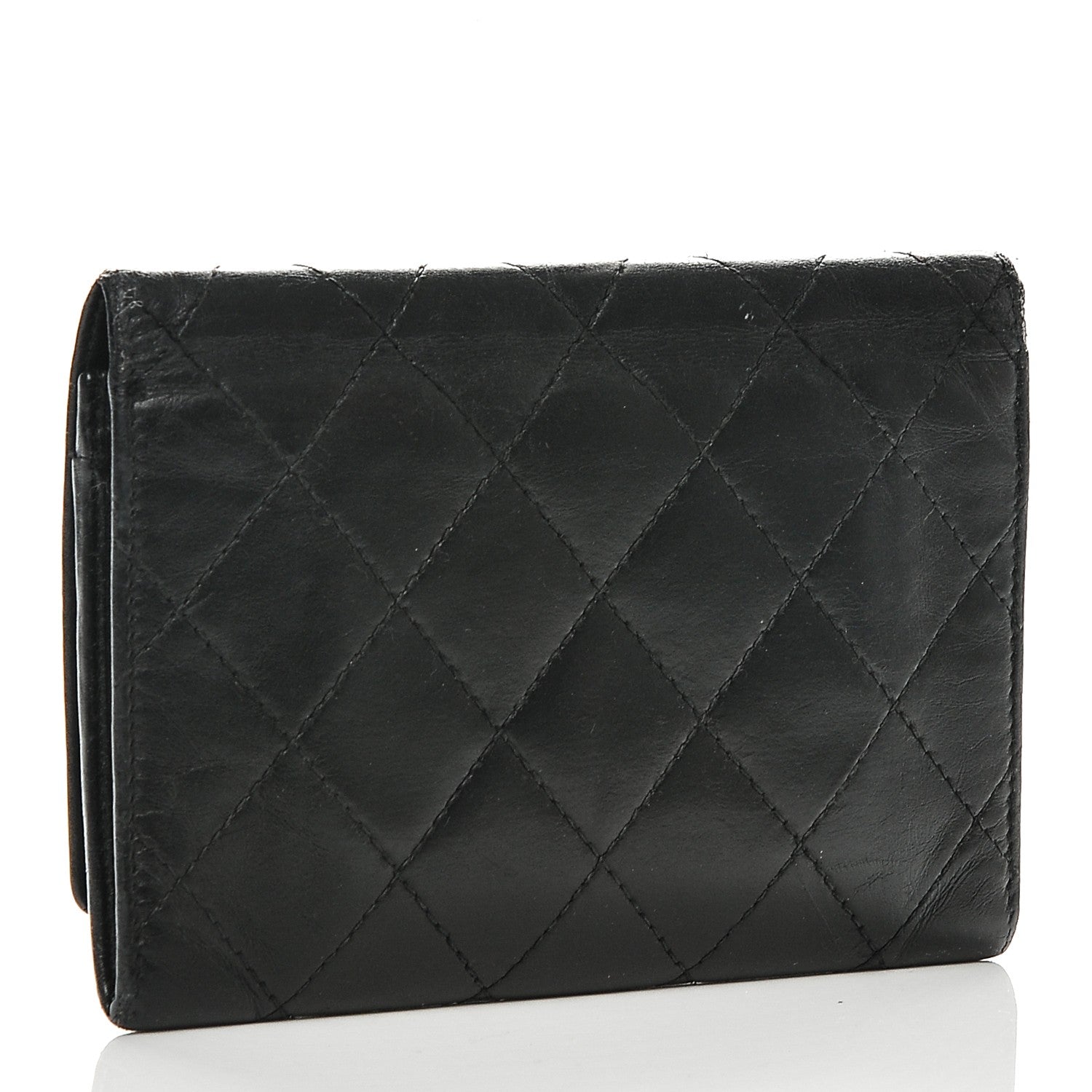 Chanel Calfskin Quilted Cambon Flap Wallet Black White 3 of 7