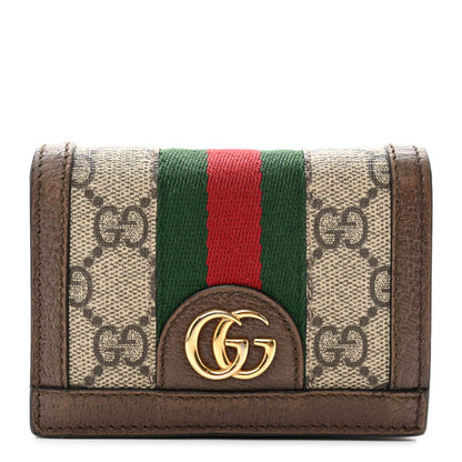 Gucci GG Supreme Monogram Web Ophidia Card Case Beige New Acero 1 of 11