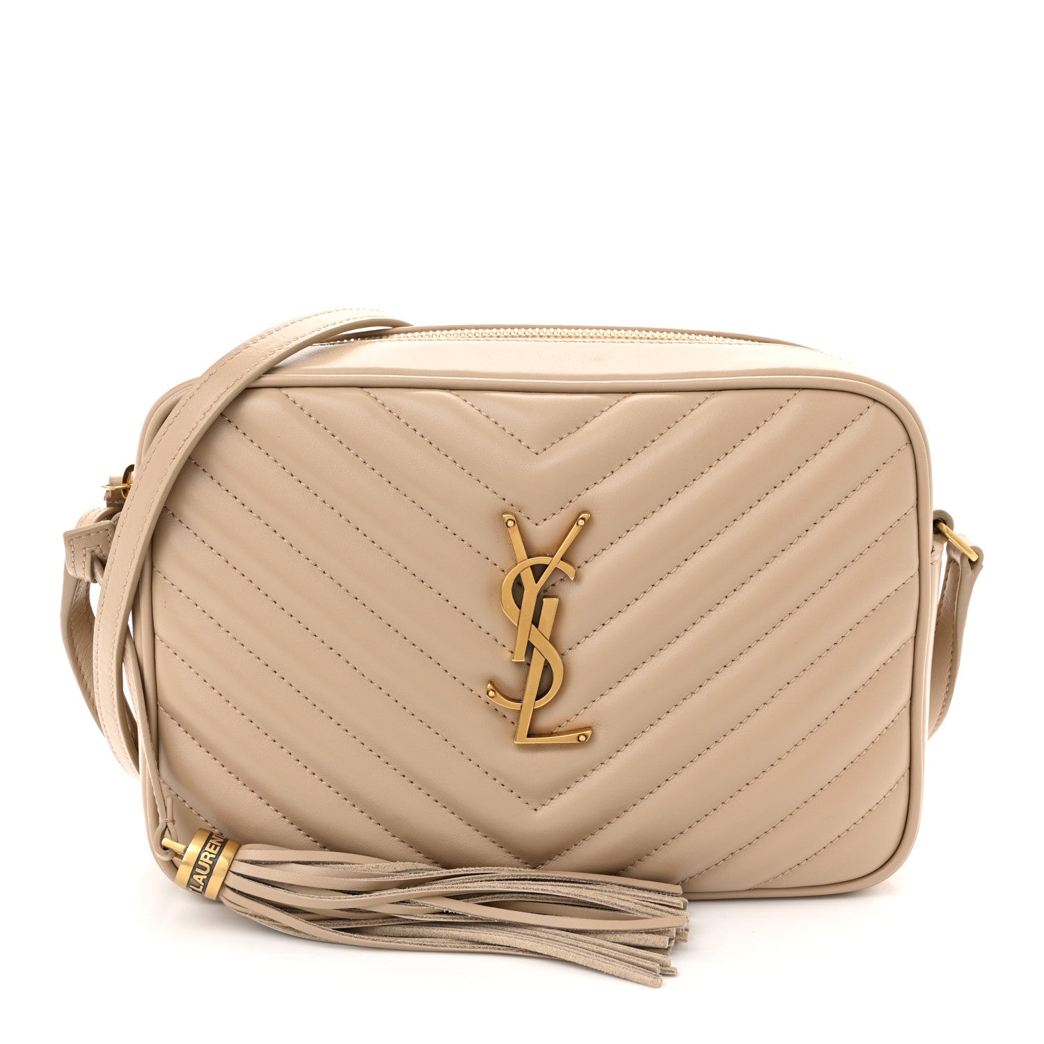 Saint Laurent Calfskin Matelasse Monogram Lou Camera Bag Dark Beige 1 of 12