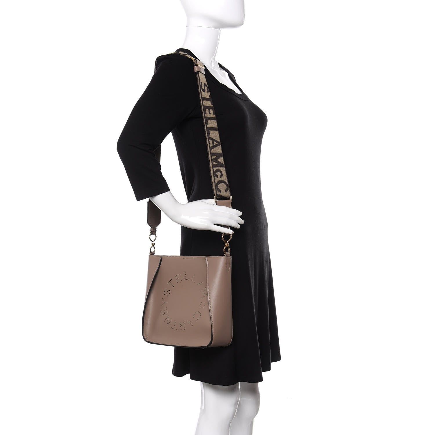 Stella McCartney Eco Alter Nappa Perforated Logo Mini Crossbody Dark Taupe 2 of 11
