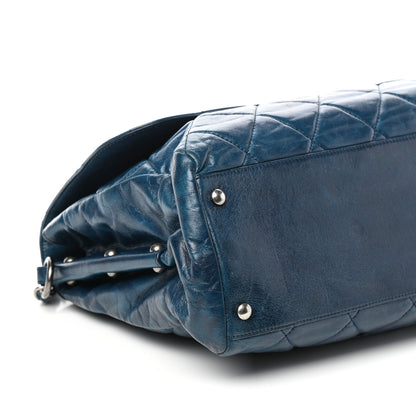 Chanel Glazed Calfskin Boy Satchel Flap Blue 9 of 10