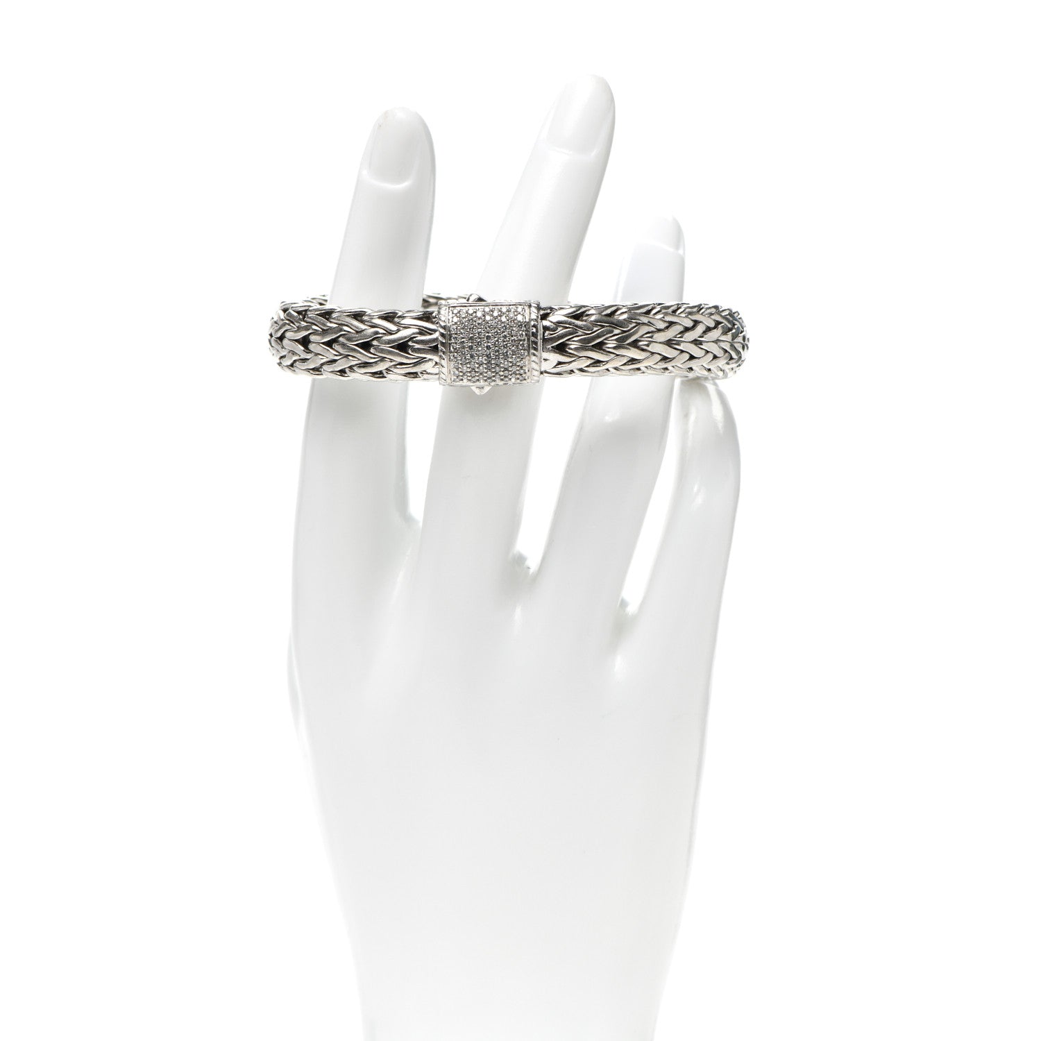 John Hardy Sterling Silver Diamond 11mm Classic Chain Bracelet 2 of 5