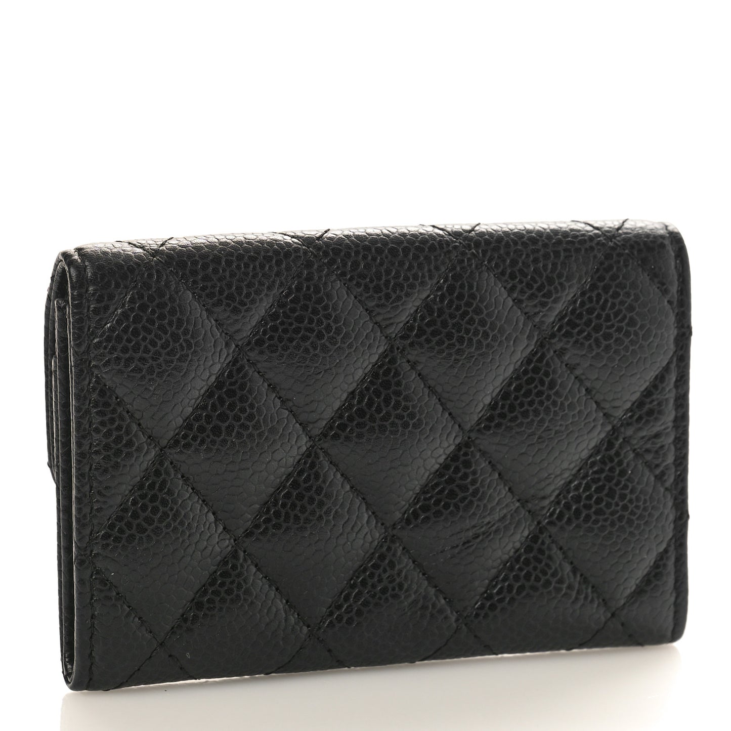 Caviar Quilted Flap Card Holder Black