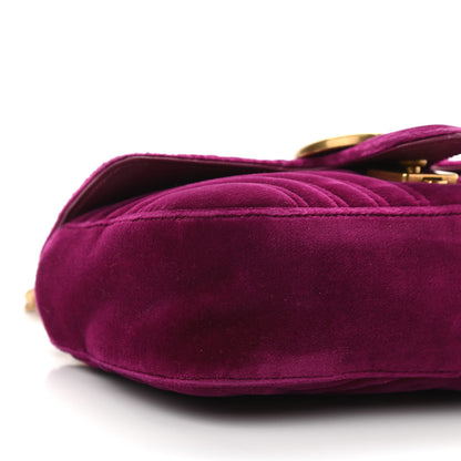 Gucci Velvet Matelasse Mini GG Marmont Shoulder Bag Fuchsia Violet Cyclamen 10 of 11