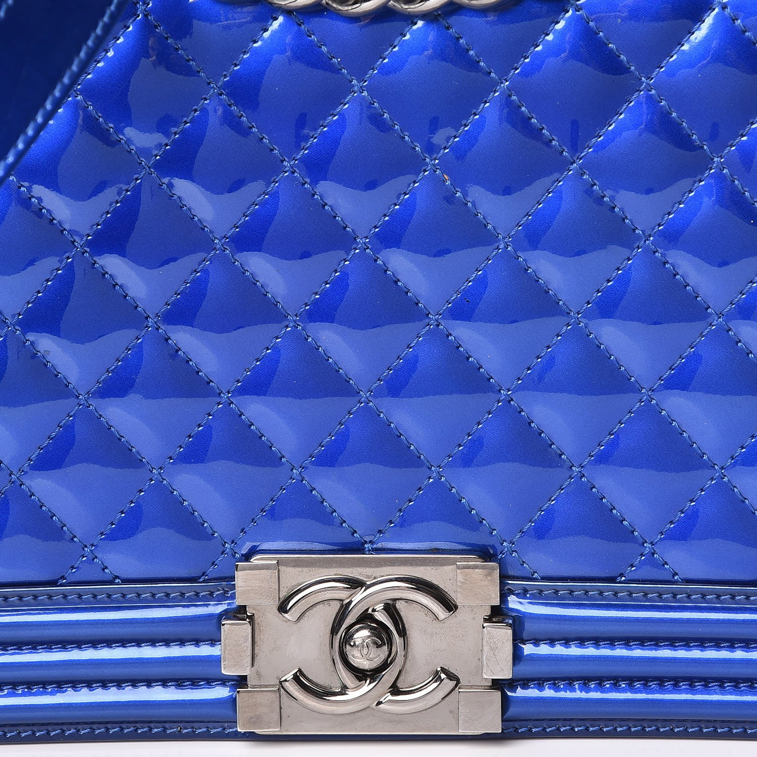Chanel Metallic Patent Calfskin New Medium Boy Flap Blue 8 of 17