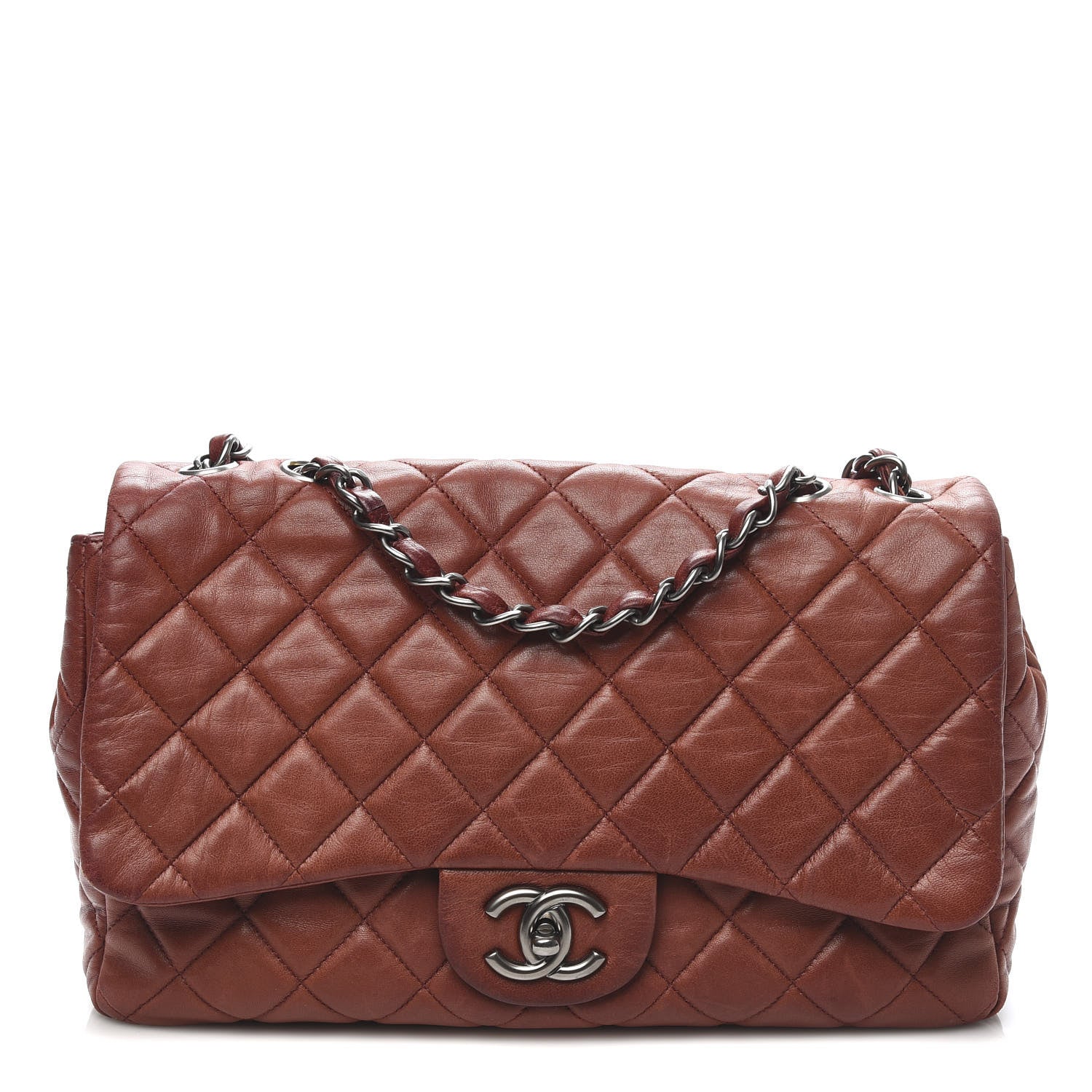 Chanel Lambskin Quilted Jumbo Single Flap Dark Red 1 of 13