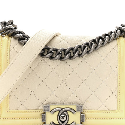Chanel Goatskin Quilted Patent Small Duo Boy Flap White 8 of 14