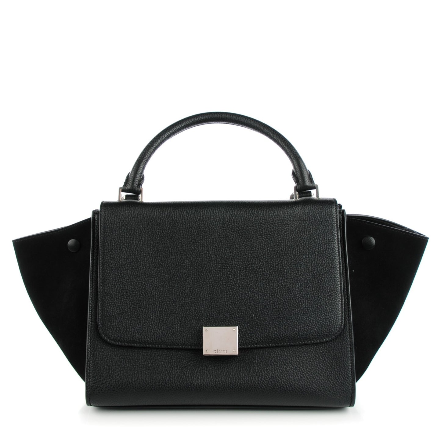 Drummed Calfskin Suede Small Trapeze Black