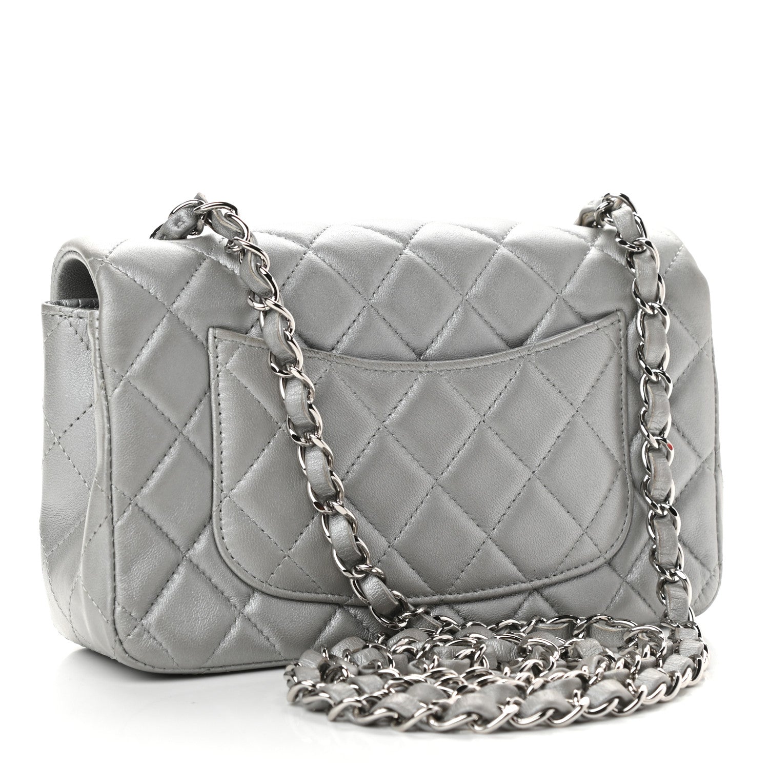 Chanel Metallic Lambskin Quilted Mini Rectangular Flap Silver 3 of 10