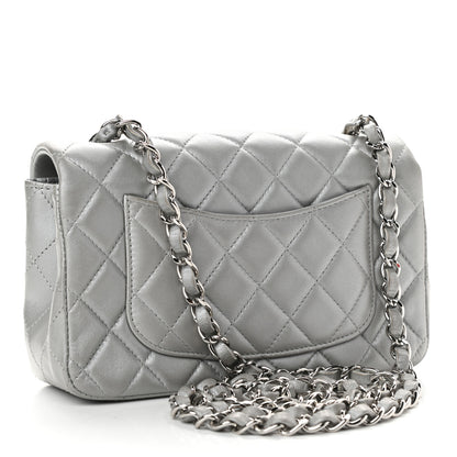 Chanel Metallic Lambskin Quilted Mini Rectangular Flap Silver 3 of 10