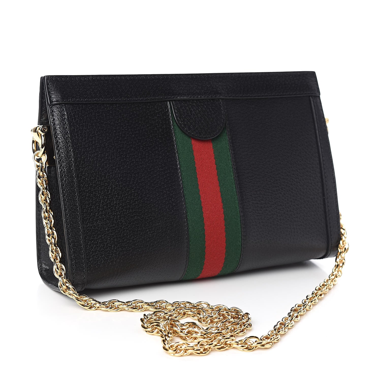 Gucci Calfskin GG Web Small Ophidia Chain Shoulder Bag Black 3 of 10