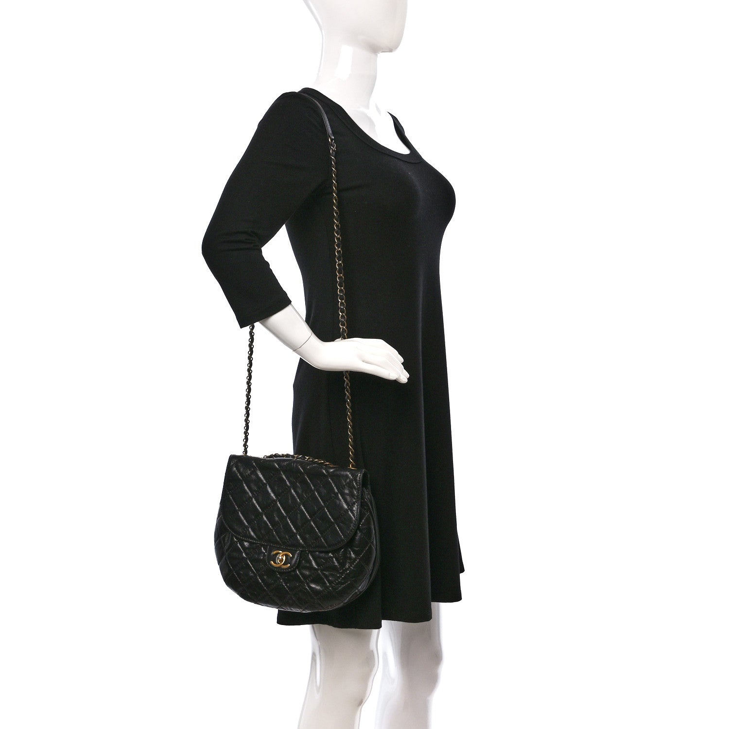 Chanel Glazed Calfskin Quilted Medium Bubble CC Flap Black 2 of 9