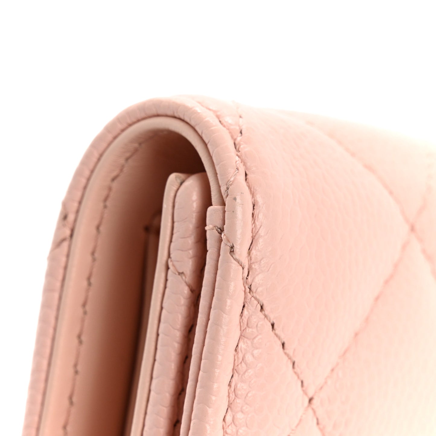 Caviar Quilted Compact Flap Wallet Light Pink