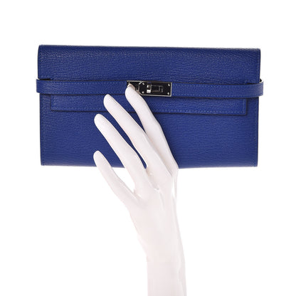 Hermes Chevre Mysore Kelly Longue Wallet Bleu Electrique 2 of 7